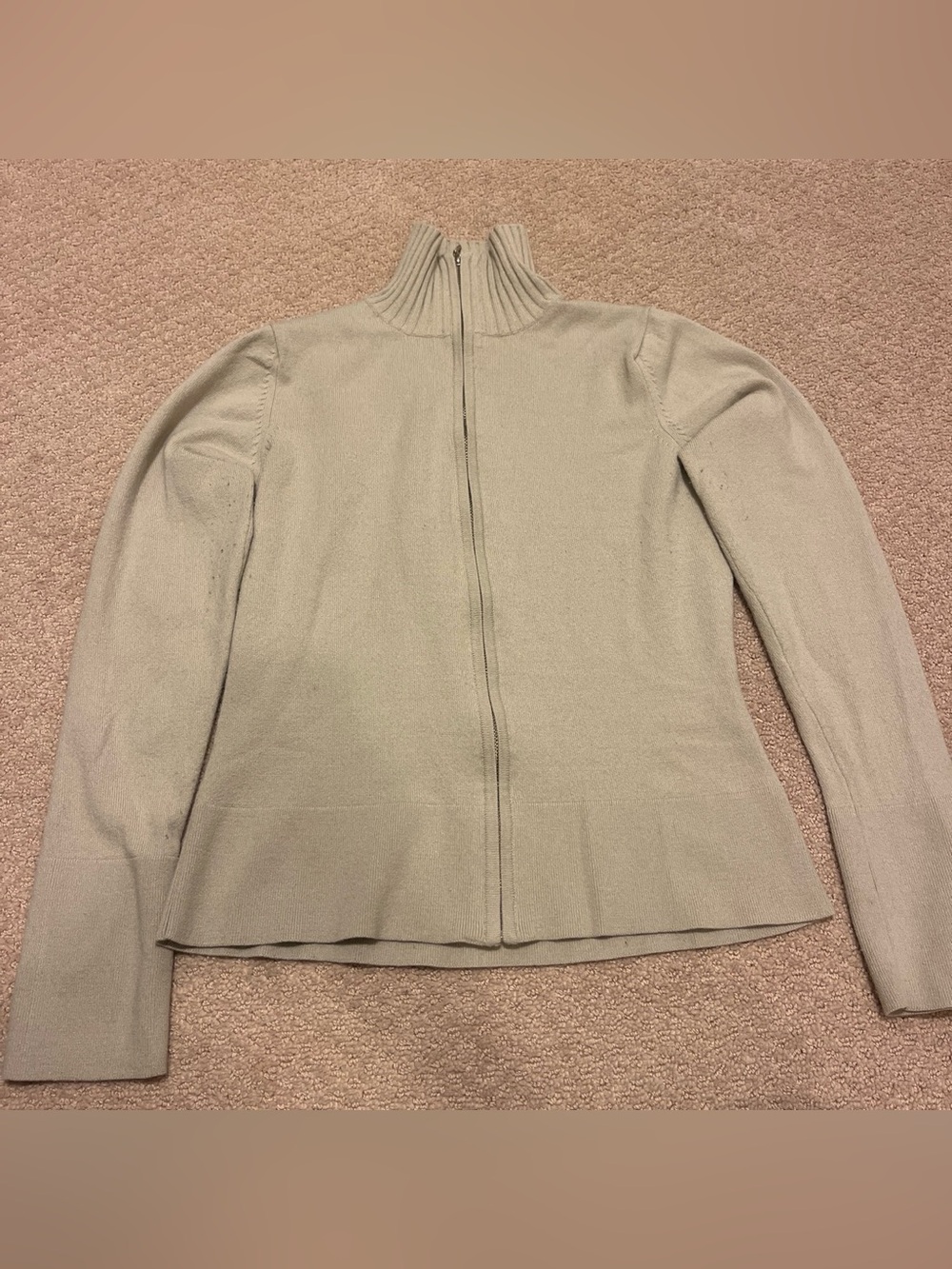 Jacob cream zip up mock neck sweater